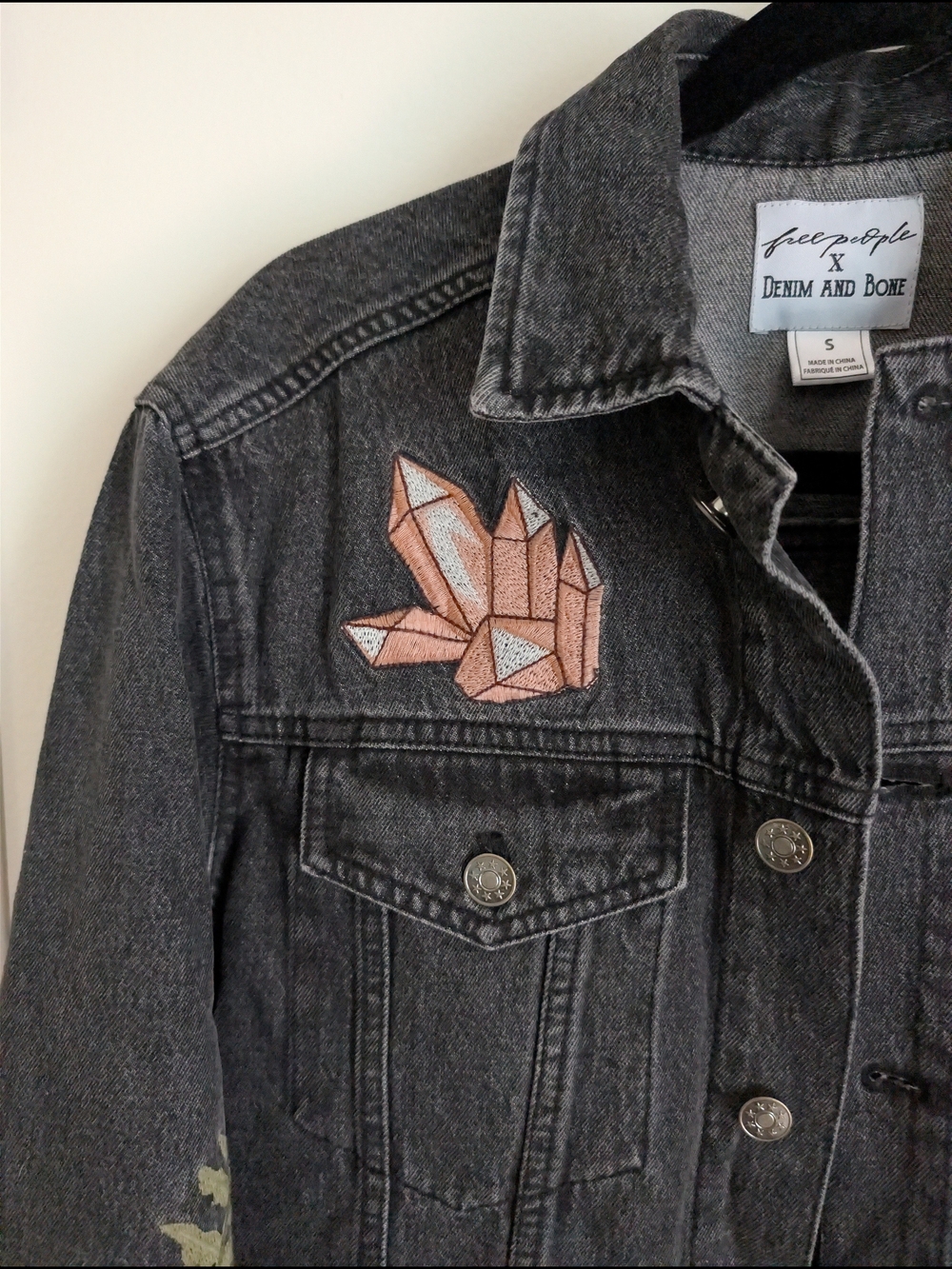 Free People Denim And Bone Mushroom And Moon Jacket - Picture 4 of 7